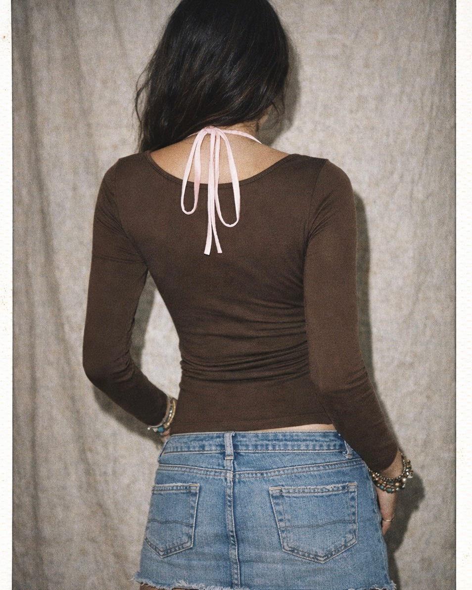 SOUL ON FIRE TIE-UP BROWN TOP