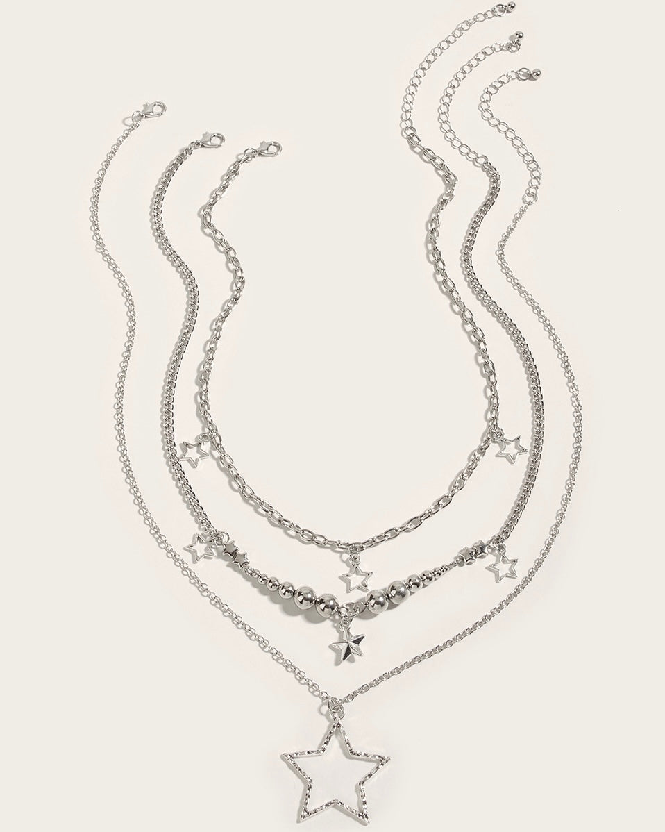 CONSTELLATION SILVER LAYERED NECKLACE