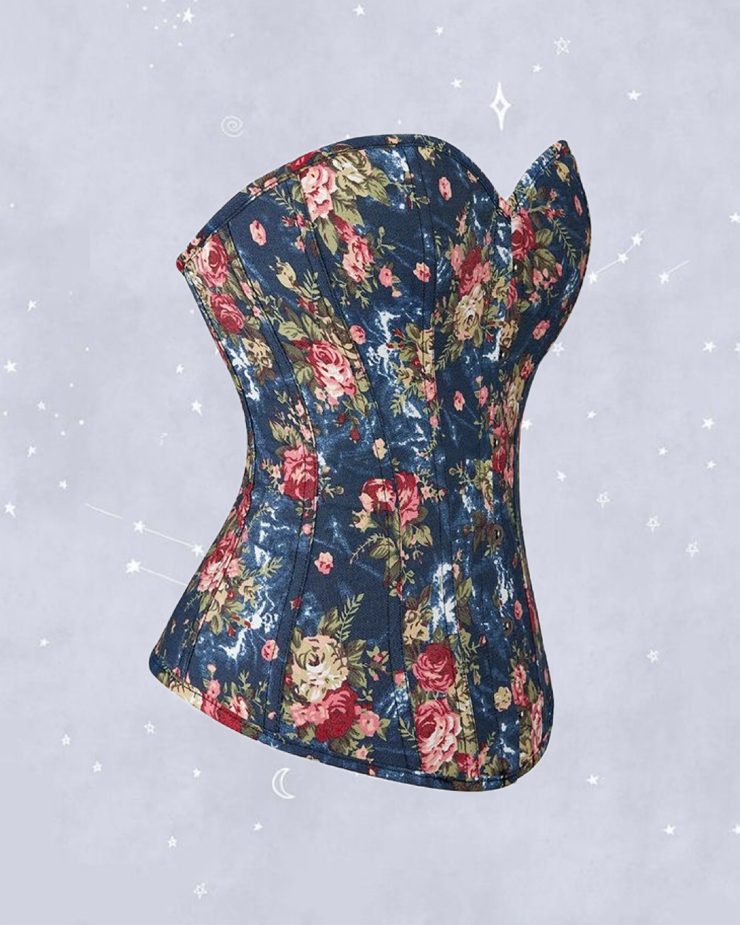 GIRLS WEEKEND DENIM FLORAL CORSET