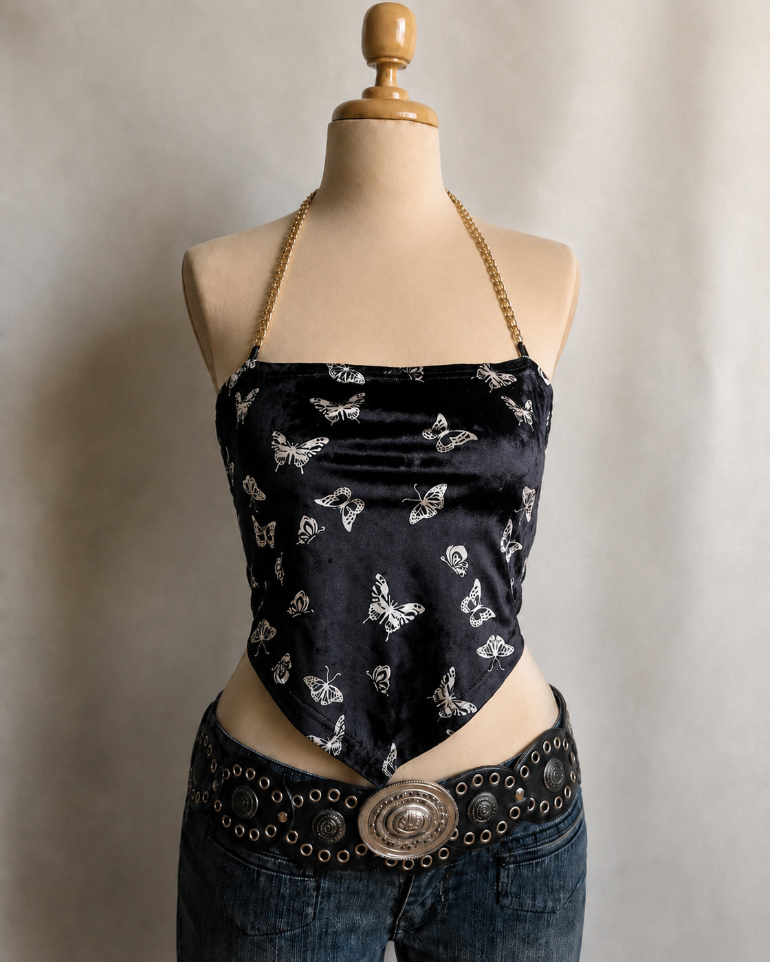 DROP THE BASS VELOUR CHAIN SCARF TOP