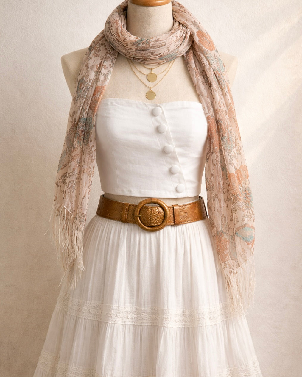 EVERYDAY HERO FAUX DENIM BANDEAU TOP