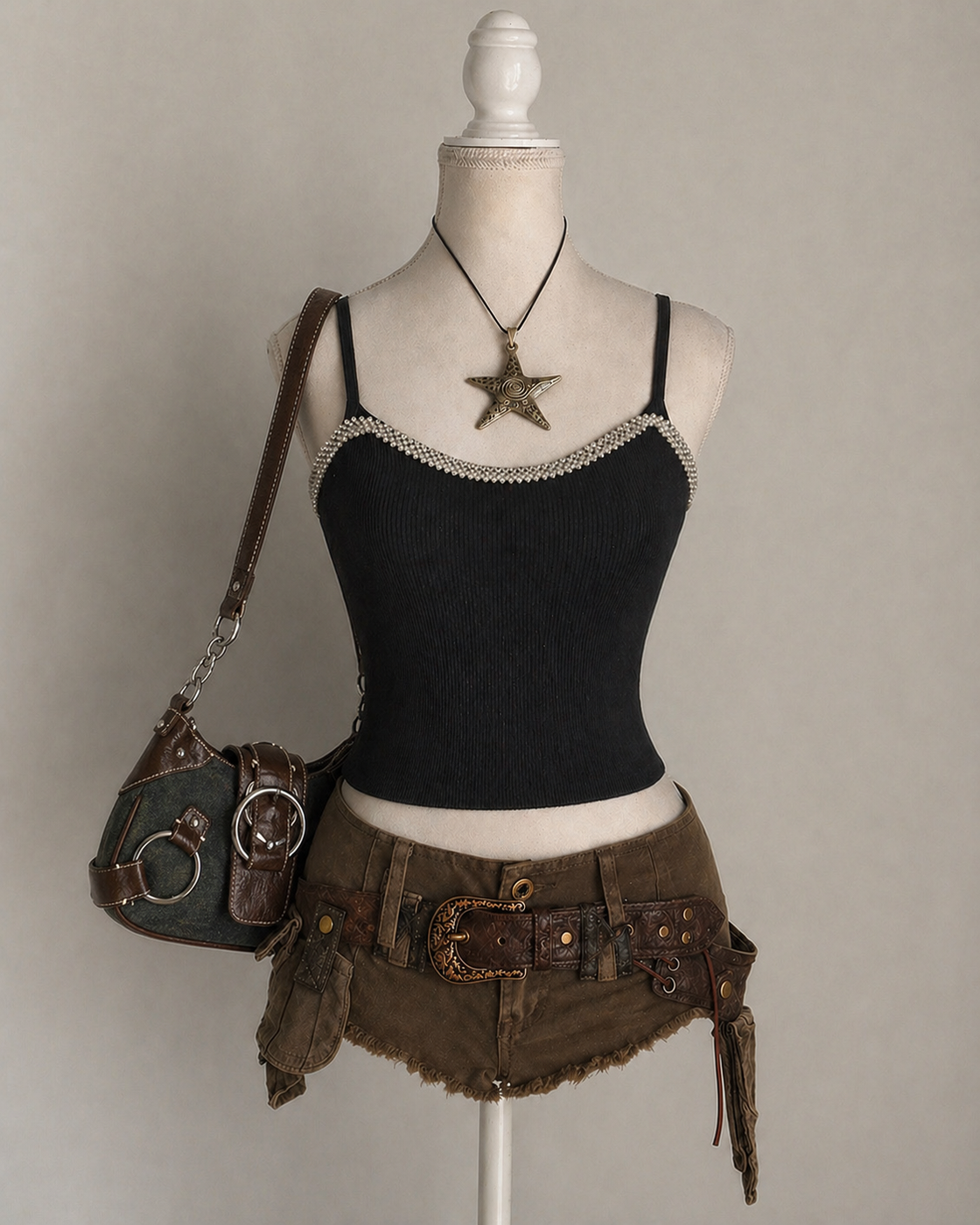 SICILY NIGHT RHINESTONE EMBELLISHED BLACK TOP