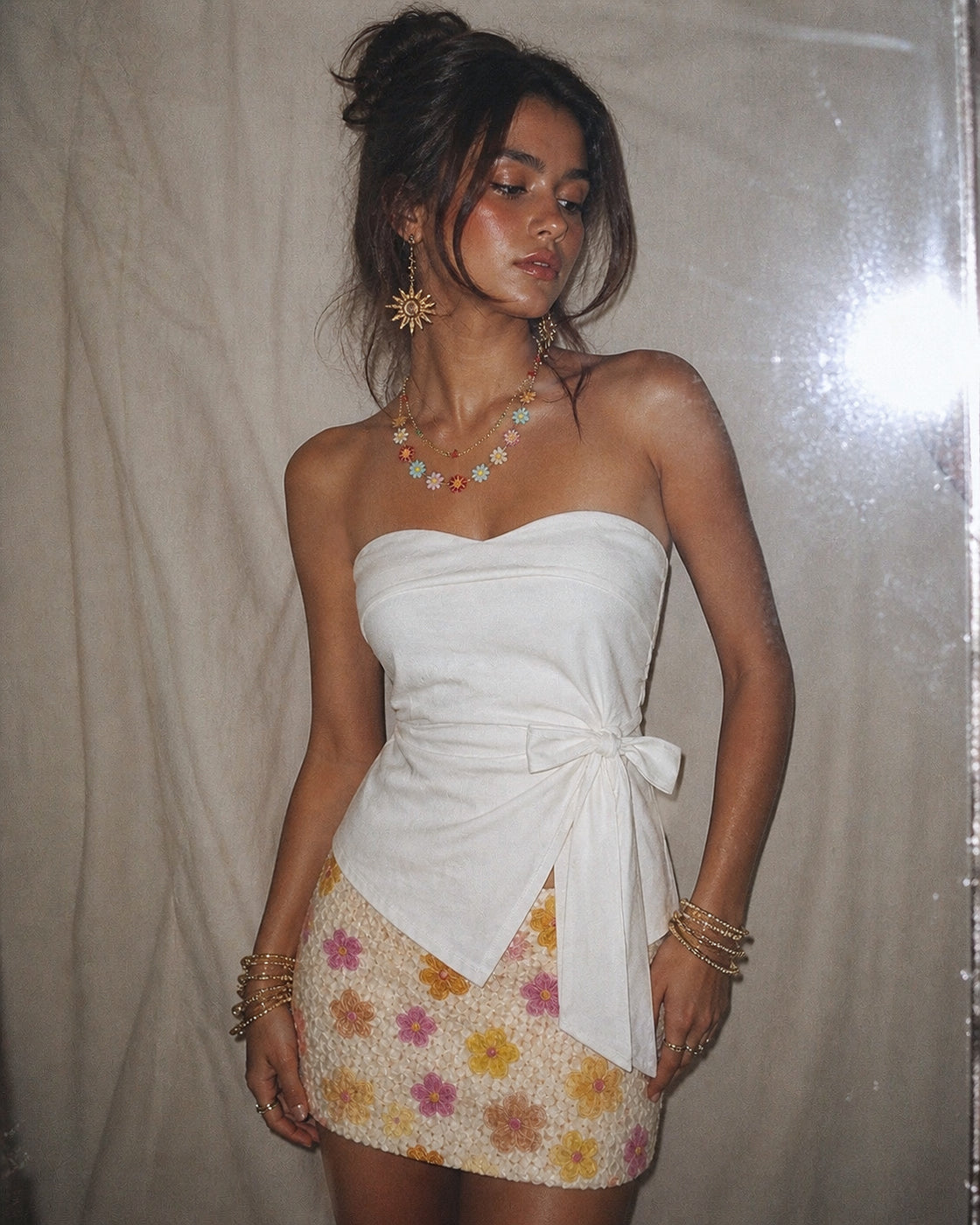 THE AUDACITY SEQUIN WARM HUES EMBELLISHED MINI SKIRT