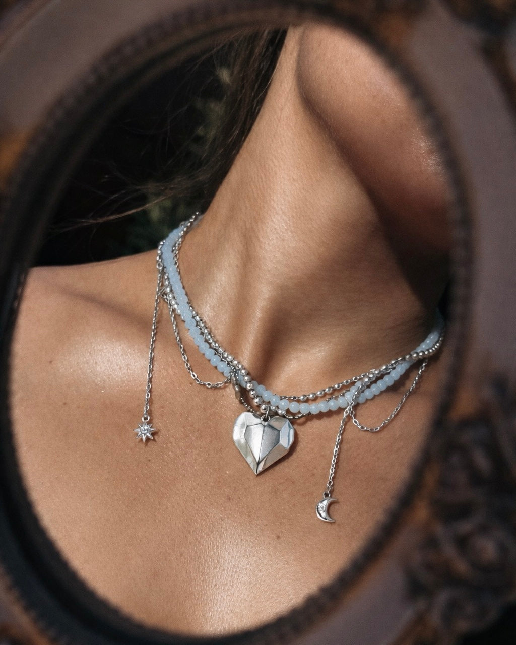 NO SWEETHEART CELESTIAL BEADED LAYERED NECKLACE