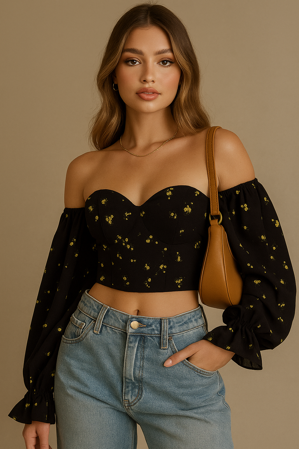 BAR CRAWL FLORAL DRAMA SLEEVES TOP