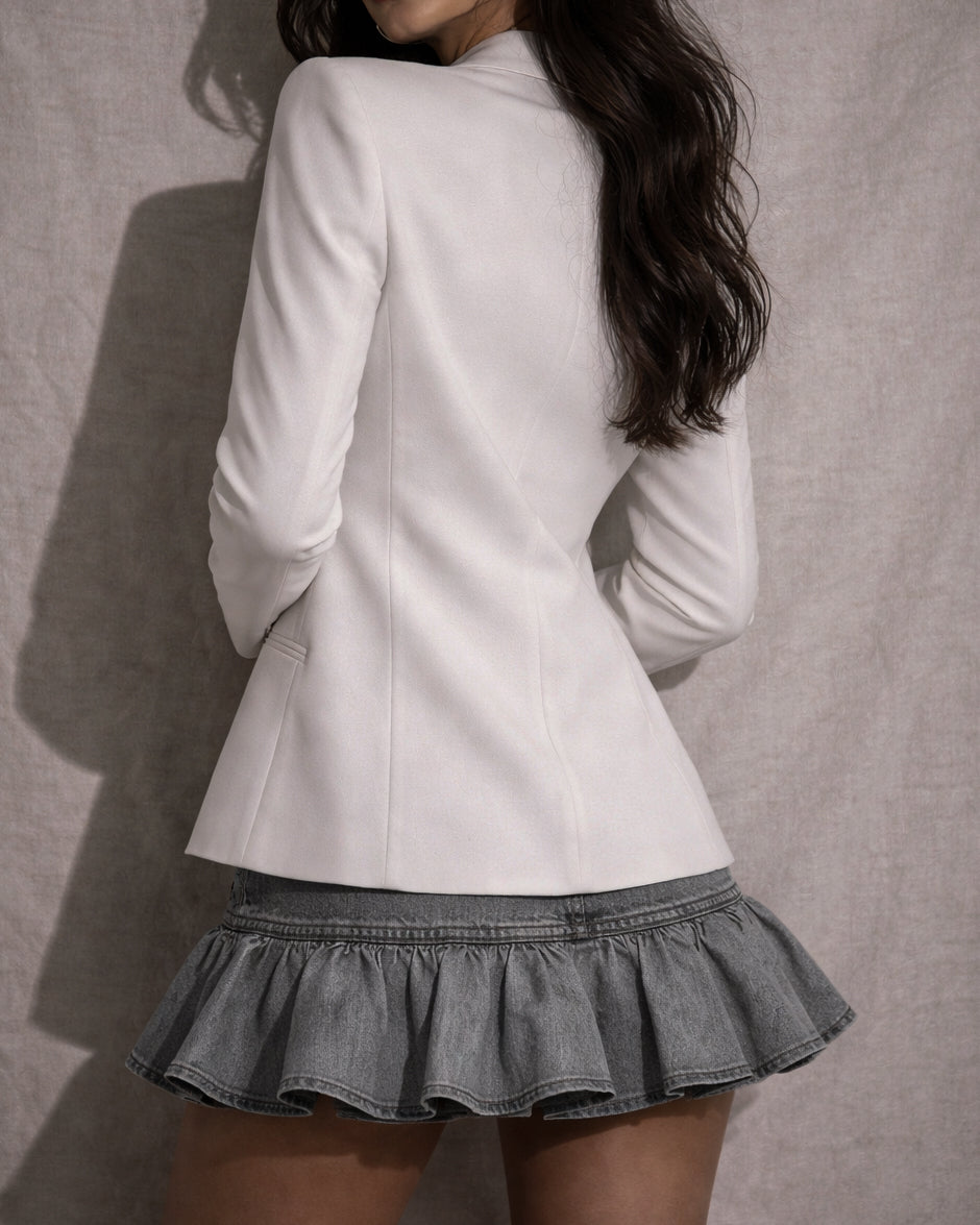 FOR THE LOVE TWISTED WHITE CUT-OUT BLAZER