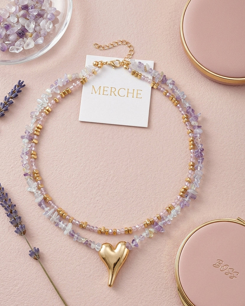 MAJOR CRUSH BEADED LILAC LAYERED NECKLACE