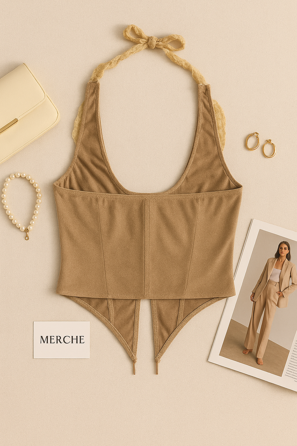 TANTRUM GYPSIE LACE SUEDE HALTERNECK TOP