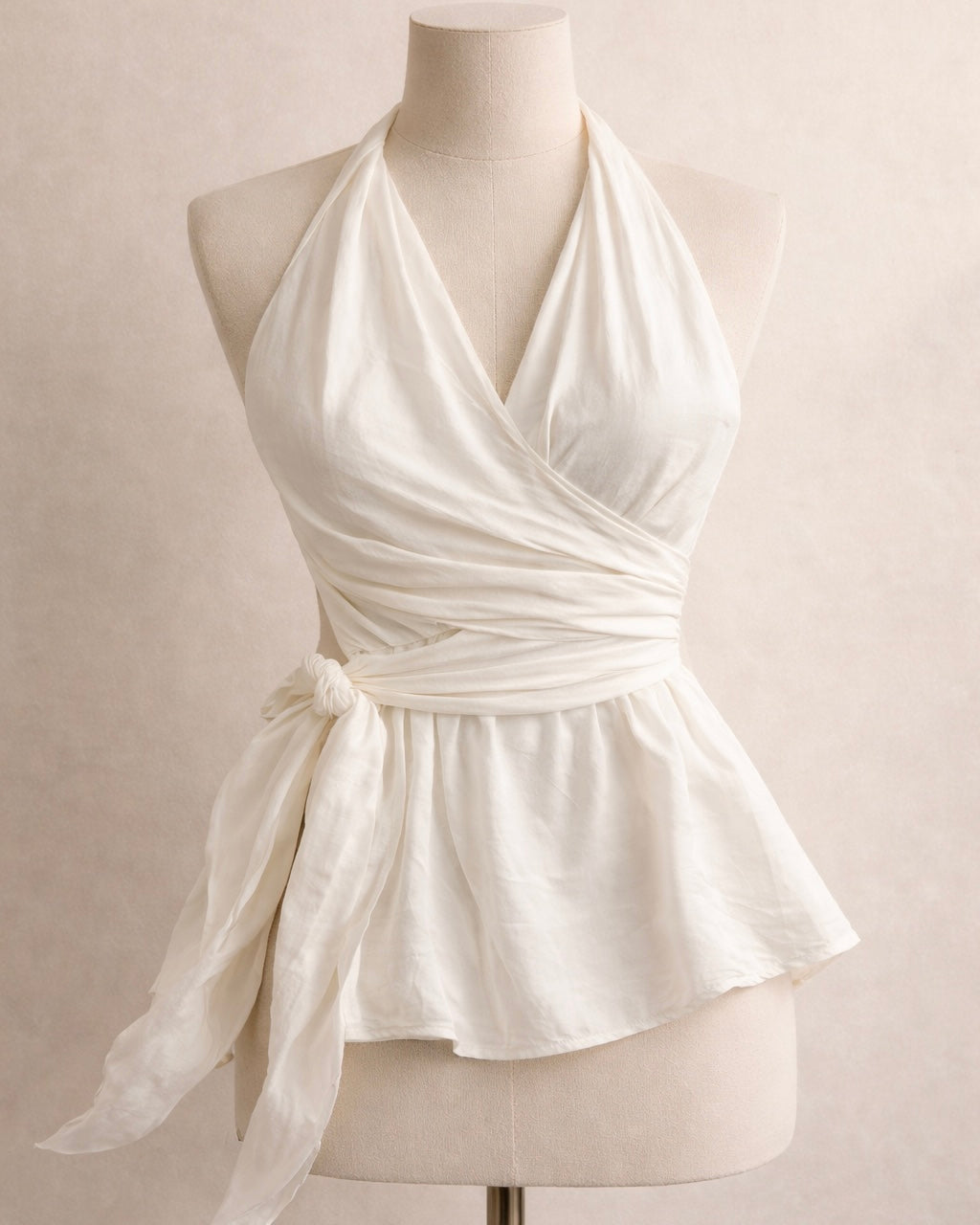 RAVE GIRL WHITE DRAPE HALTERNECK TOP