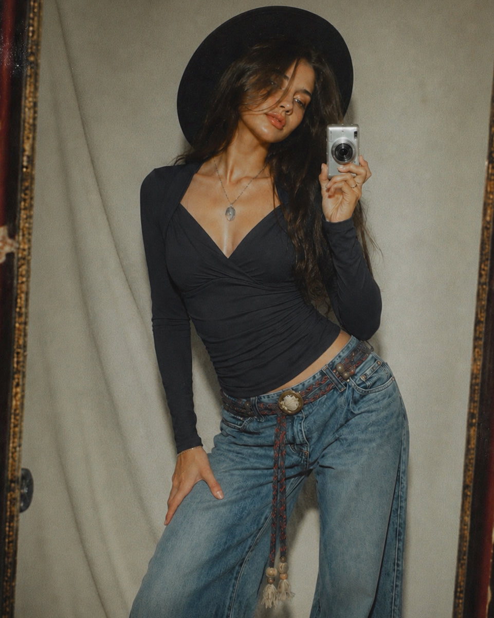 DITCH YOUR DMS CUT-OUT BACK LUXE BLACK TOP