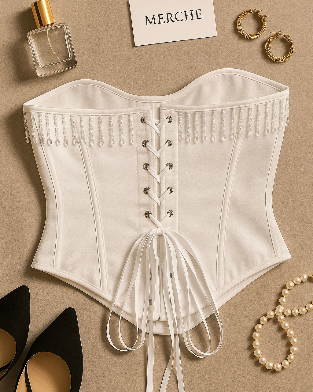 ASSIGNMENT SAID SLAY EMBELLISHED WHITE CORSET