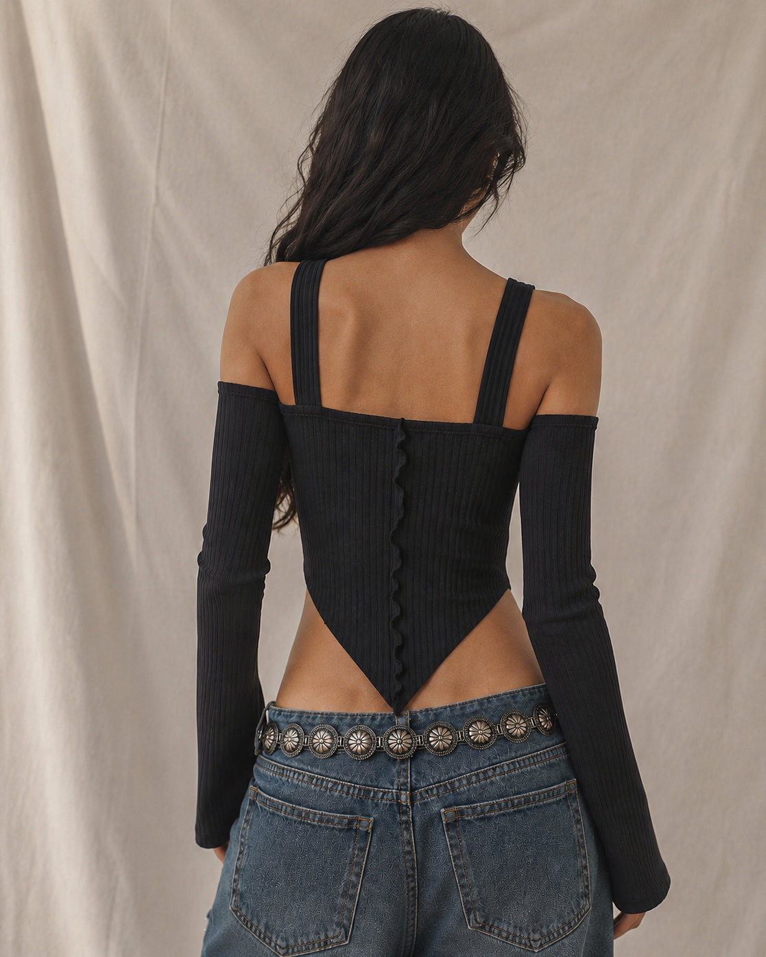 TOO COOL FOR SCHOOL CHOKER DETAIL SLASH NECK TOP