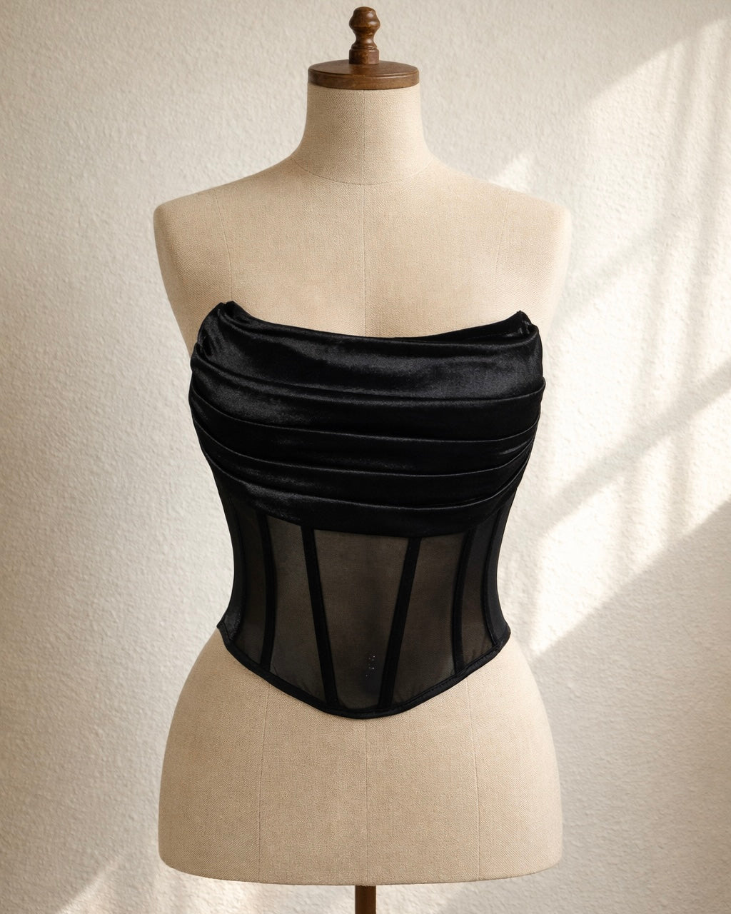 ETERNALLY YOURS DRAPED LUXE BLACK CORSET