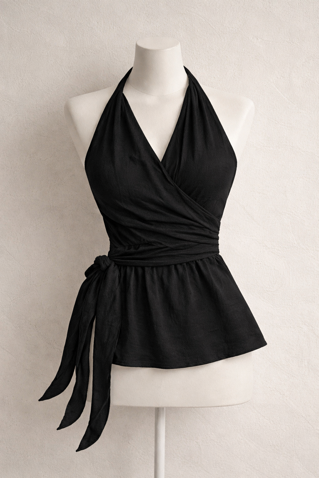 RAVE GIRL BLACK DRAPE HALTERNECK TOP