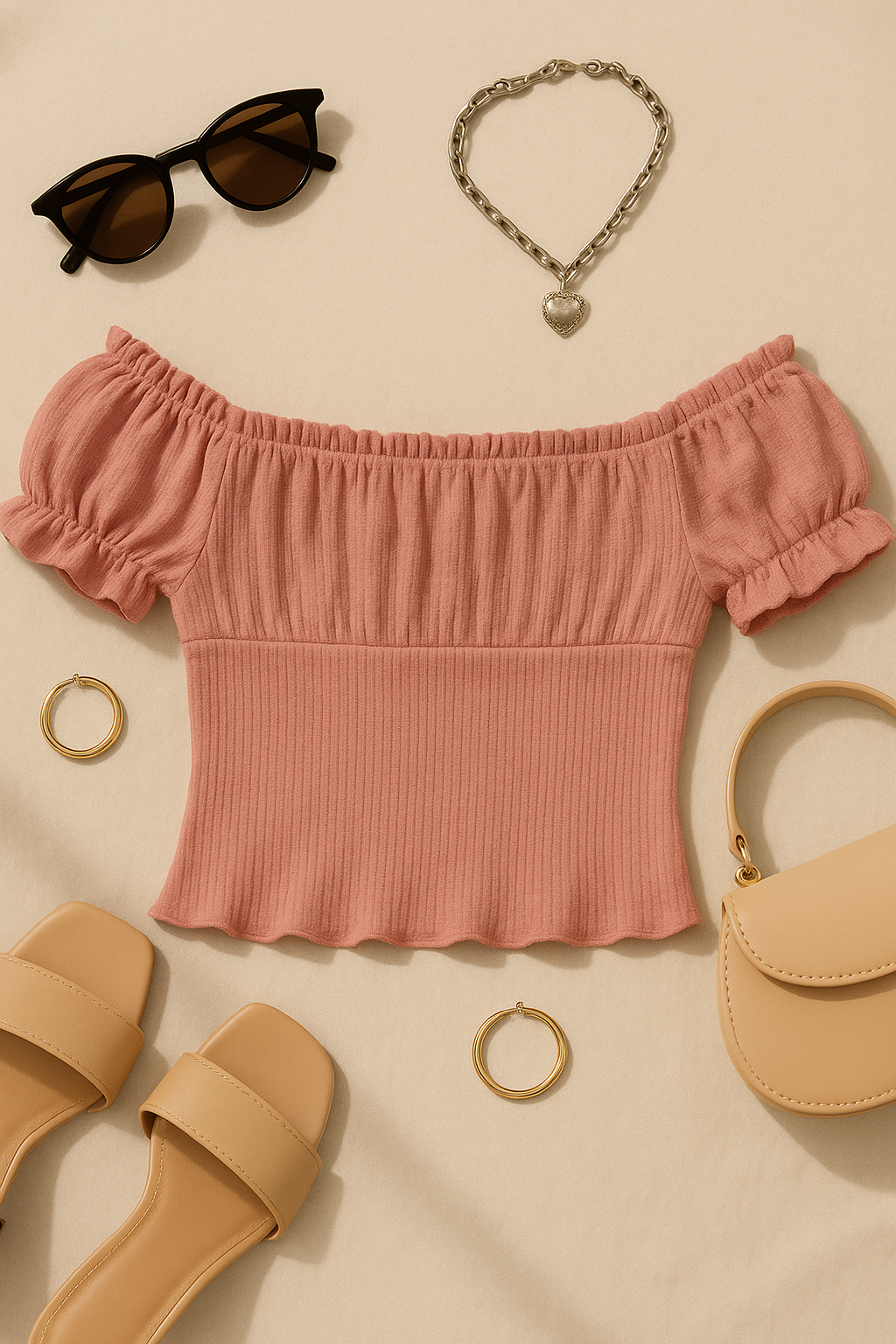 REAL LOVE DUSTY PINK OFF-SHOULDER TOP