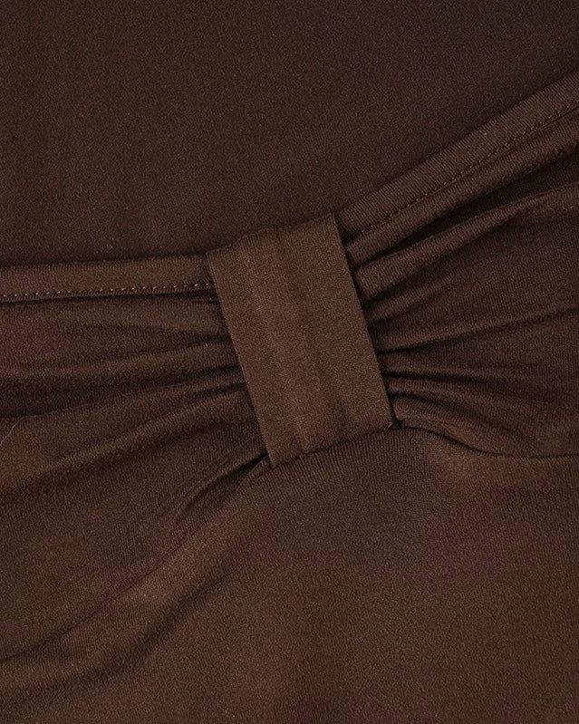 THINK ABOUT FOREVER TWISTED BOW BROWN TOP