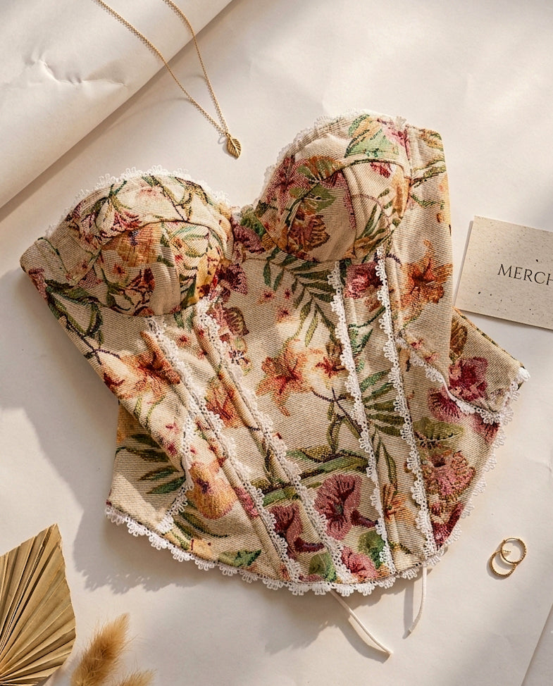NOT TODAY SATAN FLORAL LACEY JACQUARD CORSET