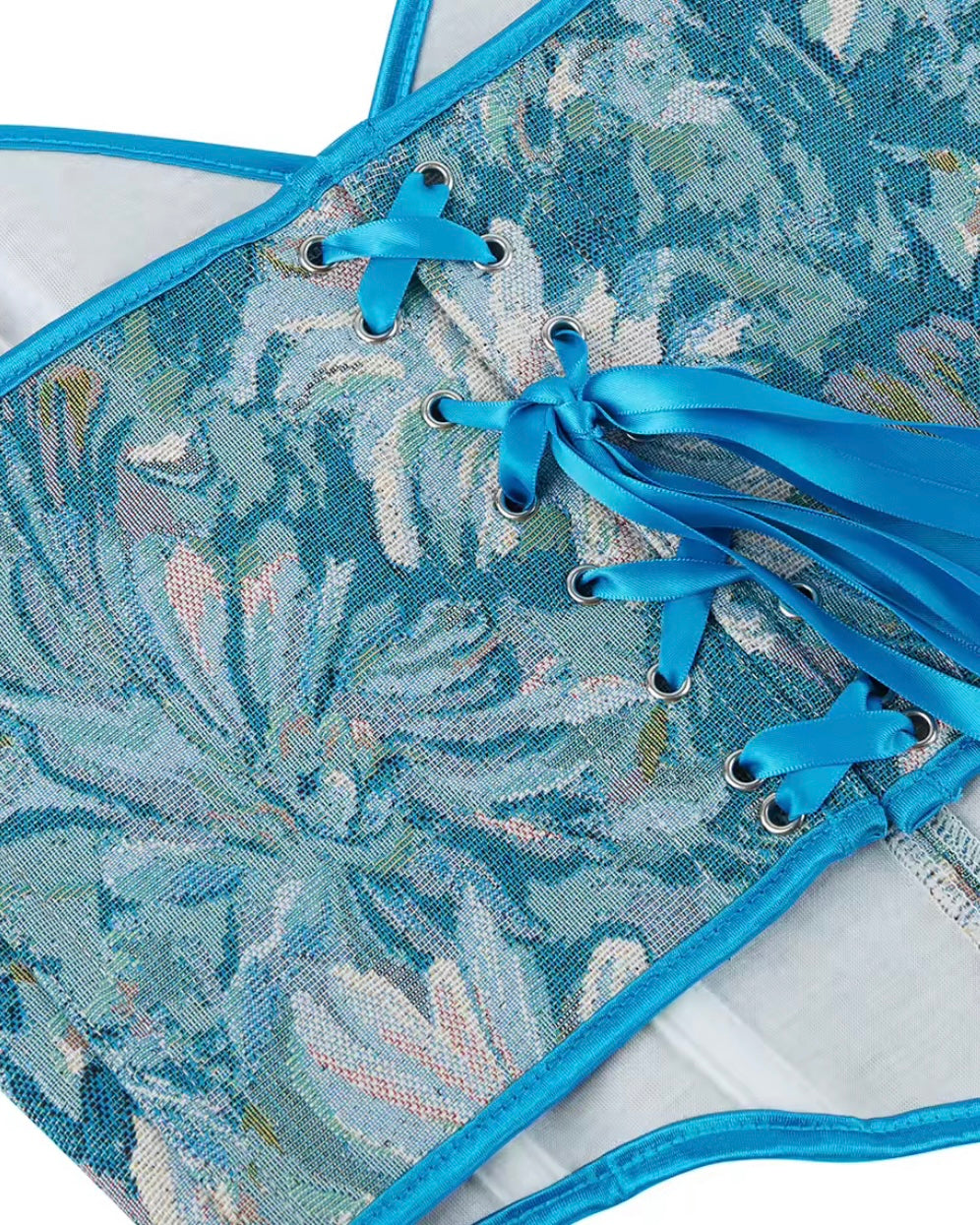 ITALIAN MOON BLUE JACQUARD CORSET