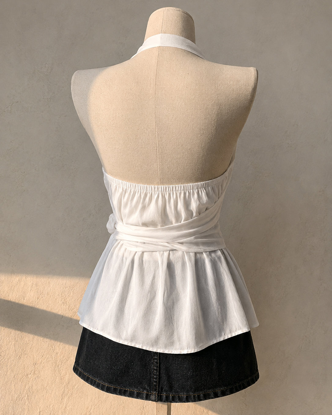 RAVE GIRL WHITE DRAPE HALTERNECK TOP