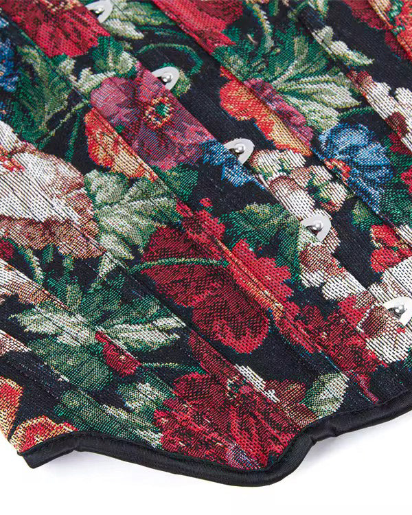 GUILTY PLEASURE FLORAL CURVED HEMLINE JACQUARD CORSET