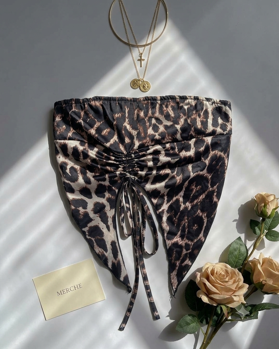 BERLIN WILD DRAWSTRING BANDEAU TOP