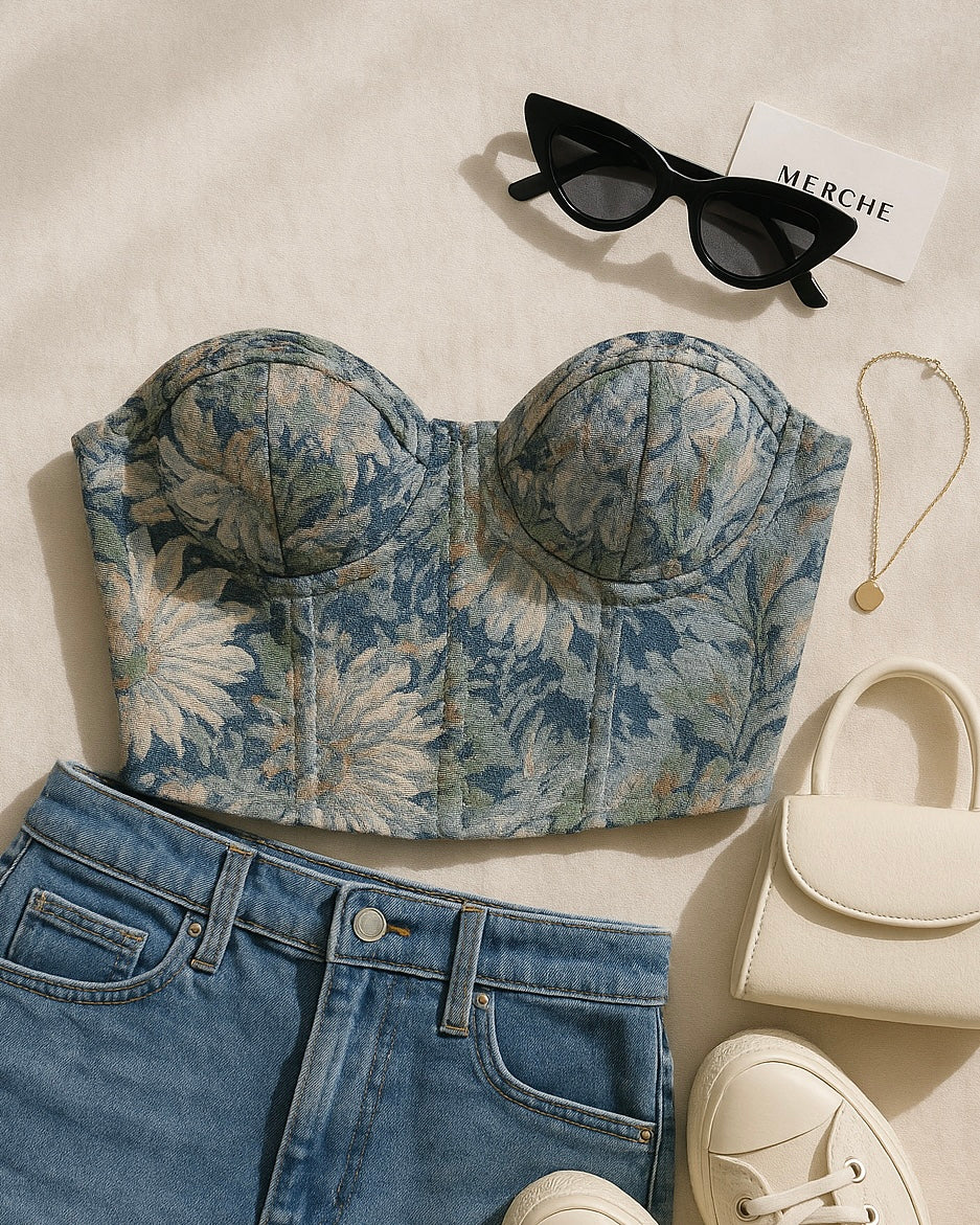 SPILL THE TEA FLORAL JACQUARD CORSET