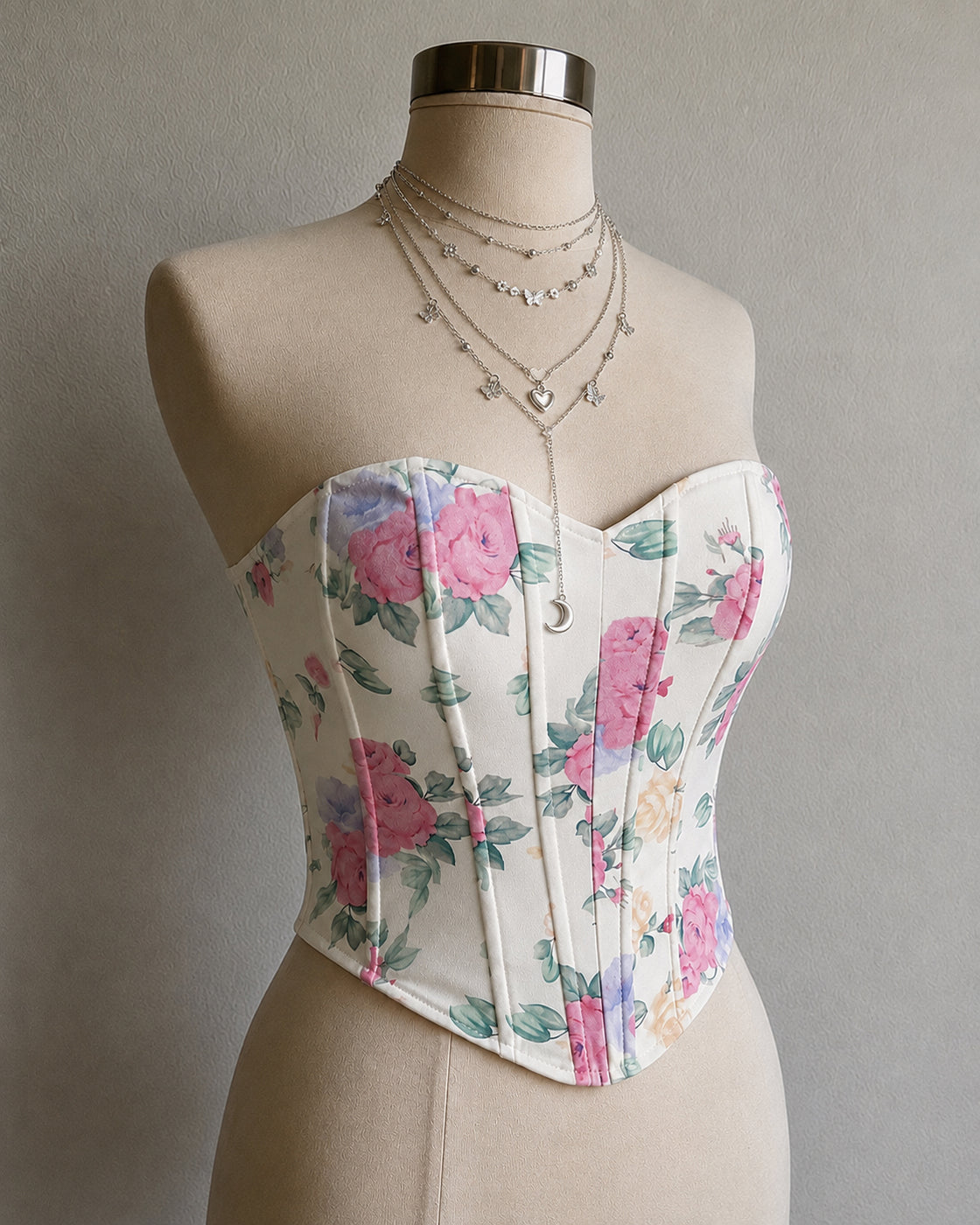 BLOOM OR GO HOME BONING DETAIL FLORAL CORSET