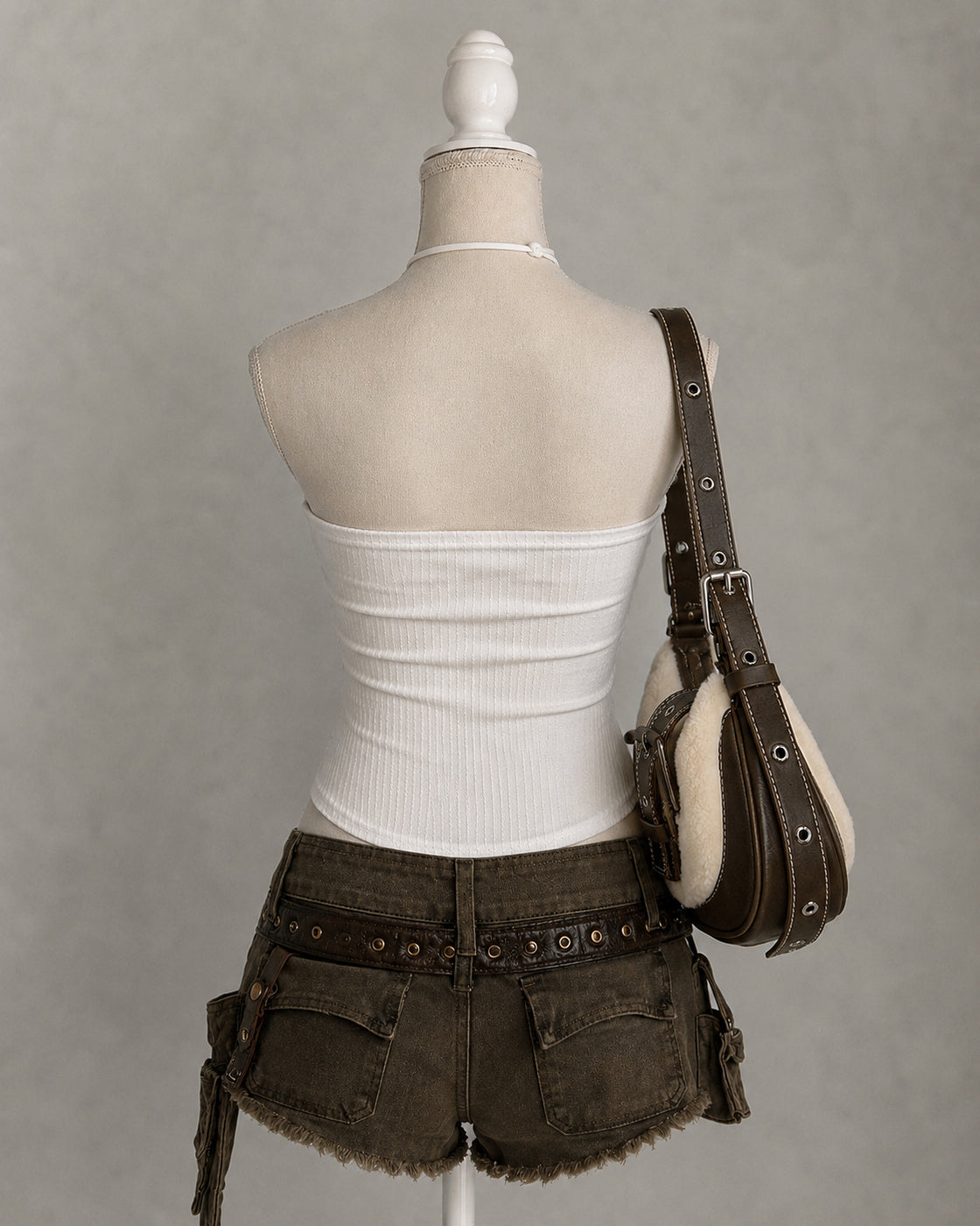 ONE MORE COCKTAIL PADDED IVORY BOHO CHIC HANDKERCHIEF TOP