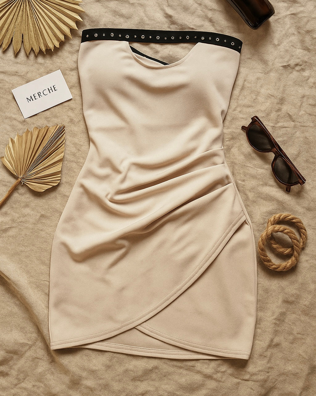 SHE’S TRENDING BEIGE BANDEAU DRESS