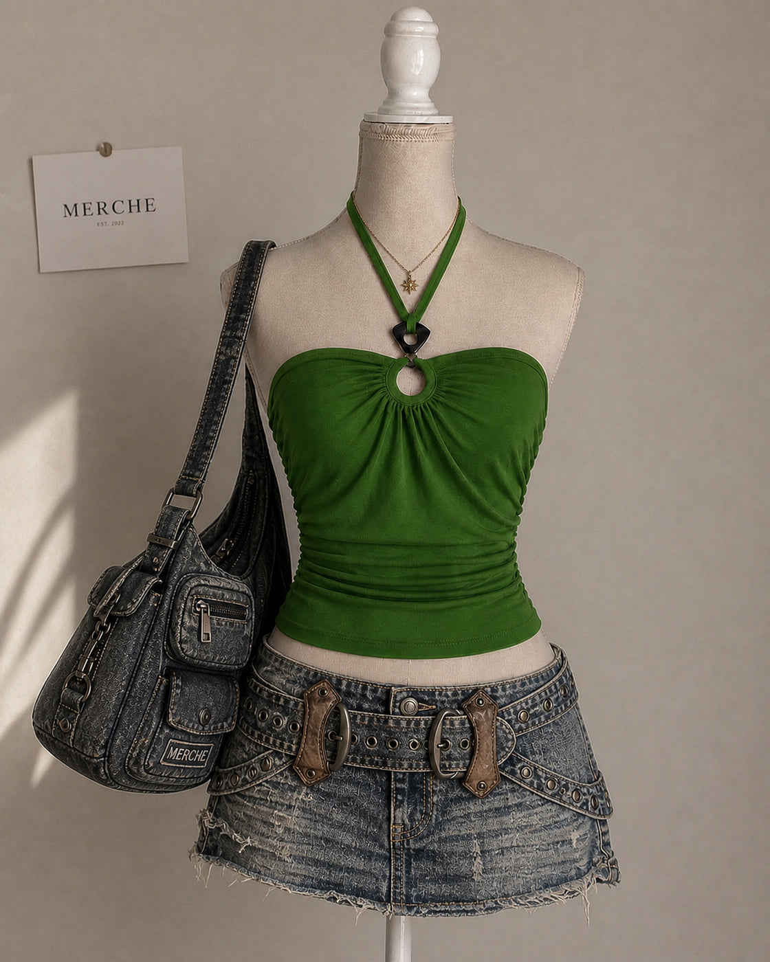 TROPICAL BABY EMERALD HALTERNECK TOP