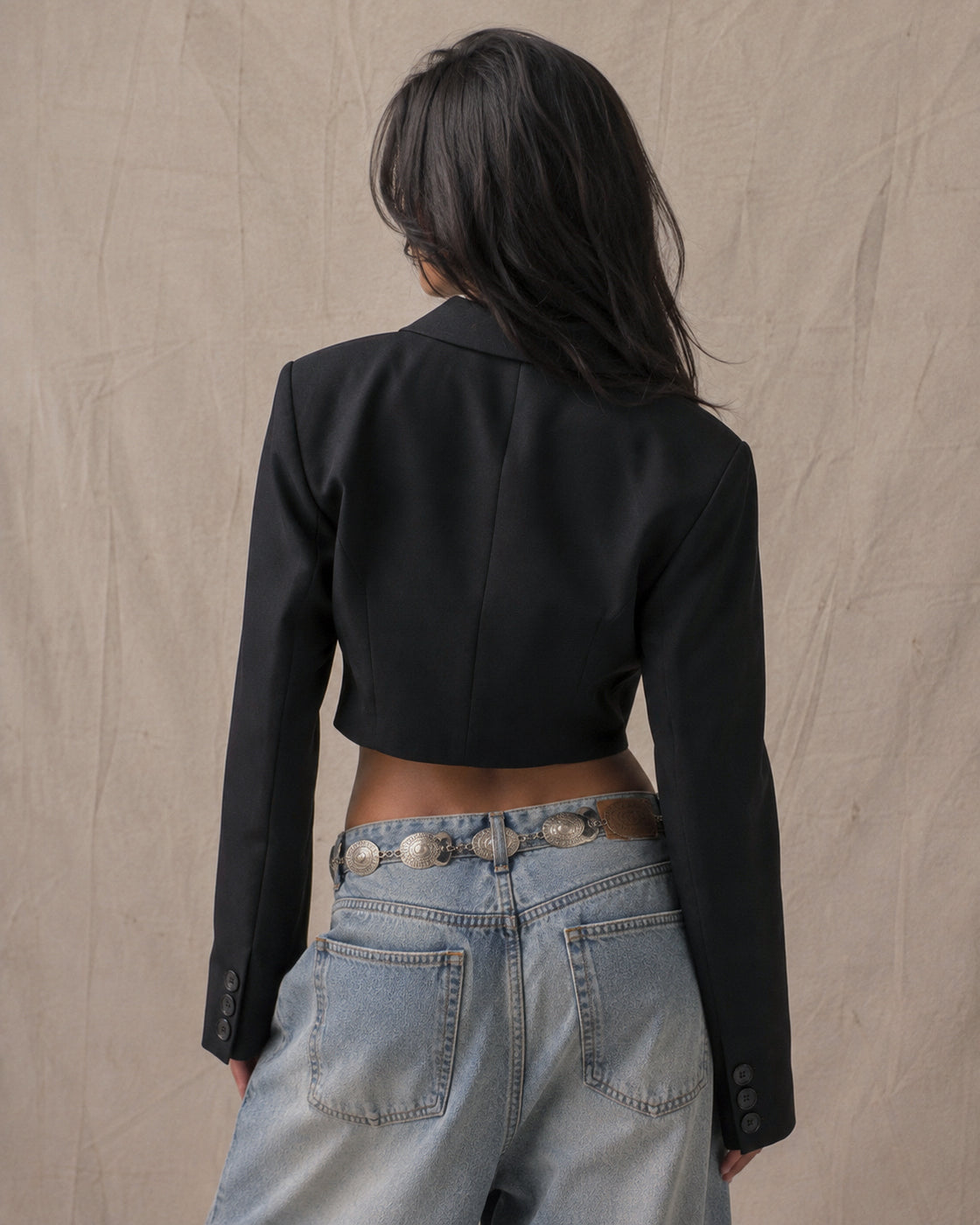 DIRTY WORK BLACK CROPPED BLAZER