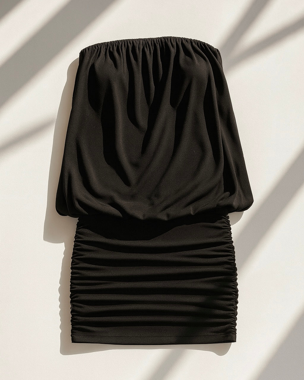 LA GIRL VIBE BLACK DRAPE MINI DRESS