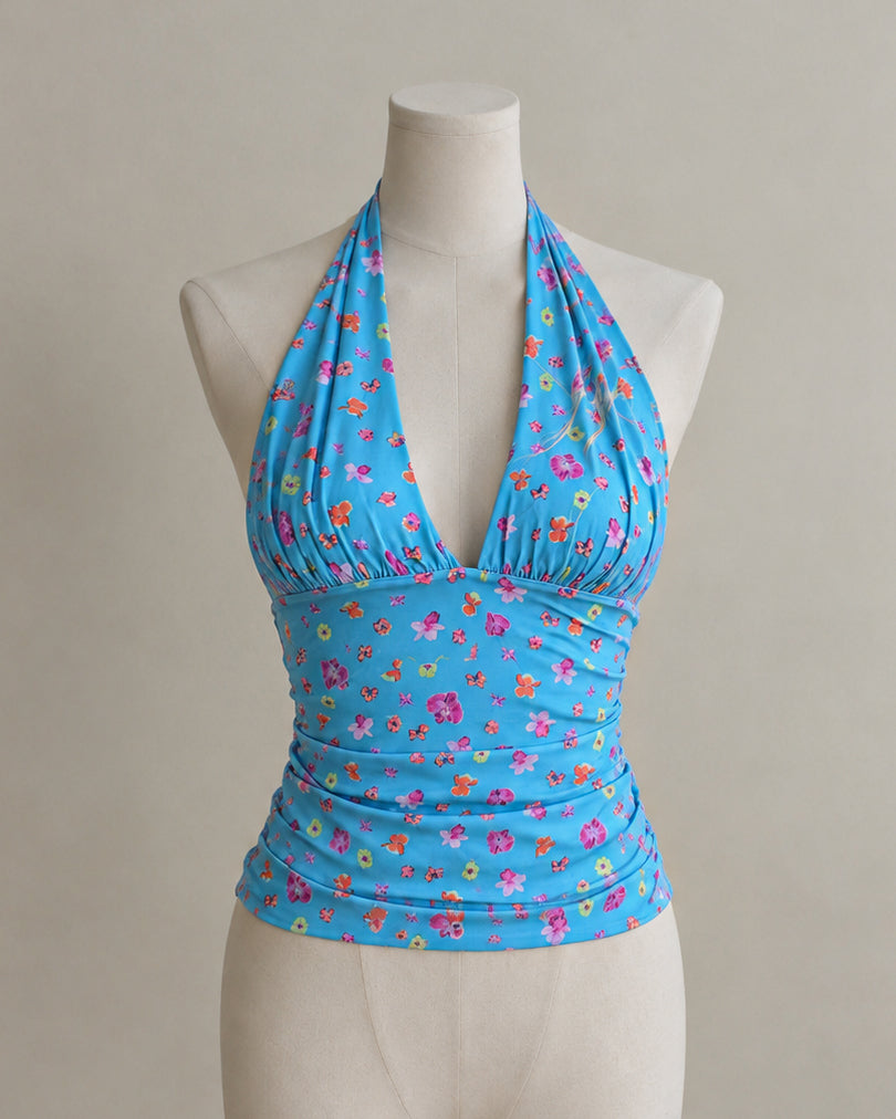 RODEO DAYS FLORAL HALTERNECK TOP
