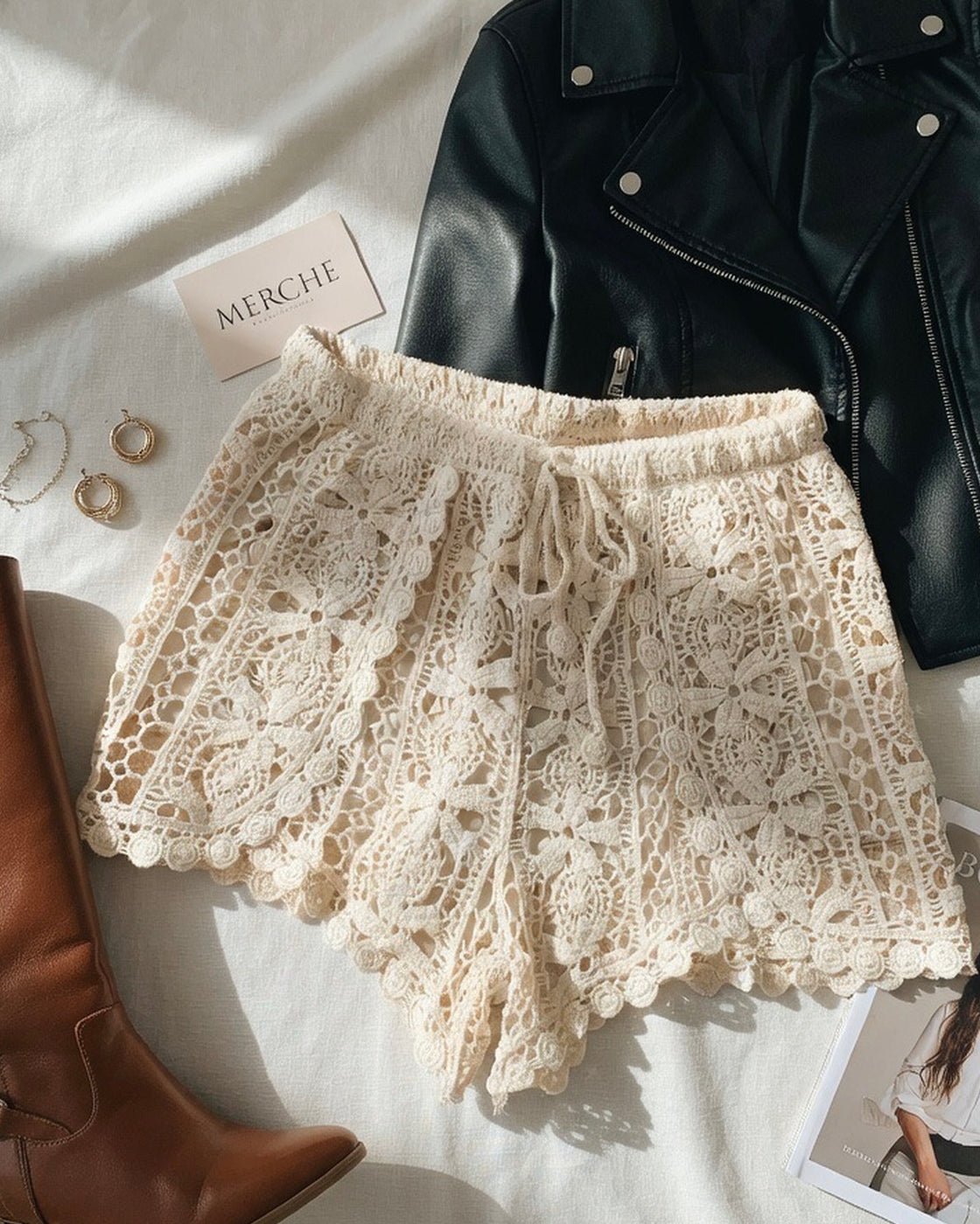 VACAY WITH YOU LACEY WRAP-OVER LOOK SHORTS