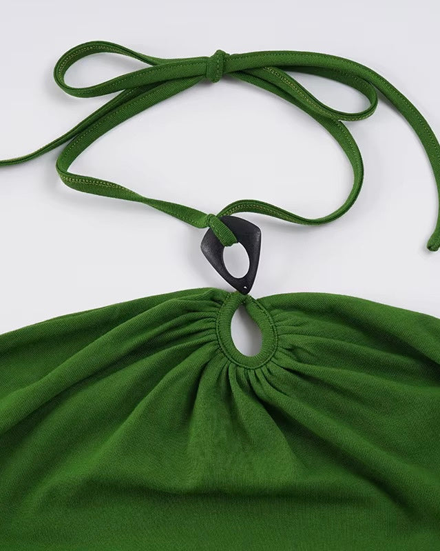 TROPICAL BABY EMERALD HALTERNECK TOP