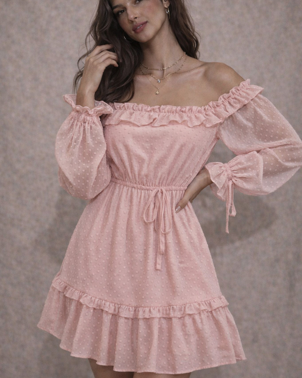 POPPING CHAMPAGNE PINK DRESS Merche - Fashion Store POPPING CHAMPAGNE PINK DRESS Merche - Fashion Store