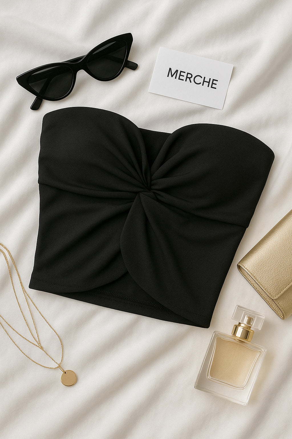 SLEEPLESS NIGHTS PADDED BLACK BANDEAU TOP
