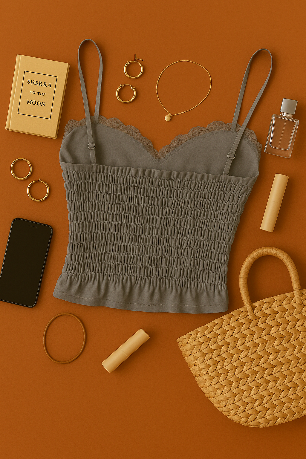 SPRING CALLS PADDED GREY MESH CAMI TOP