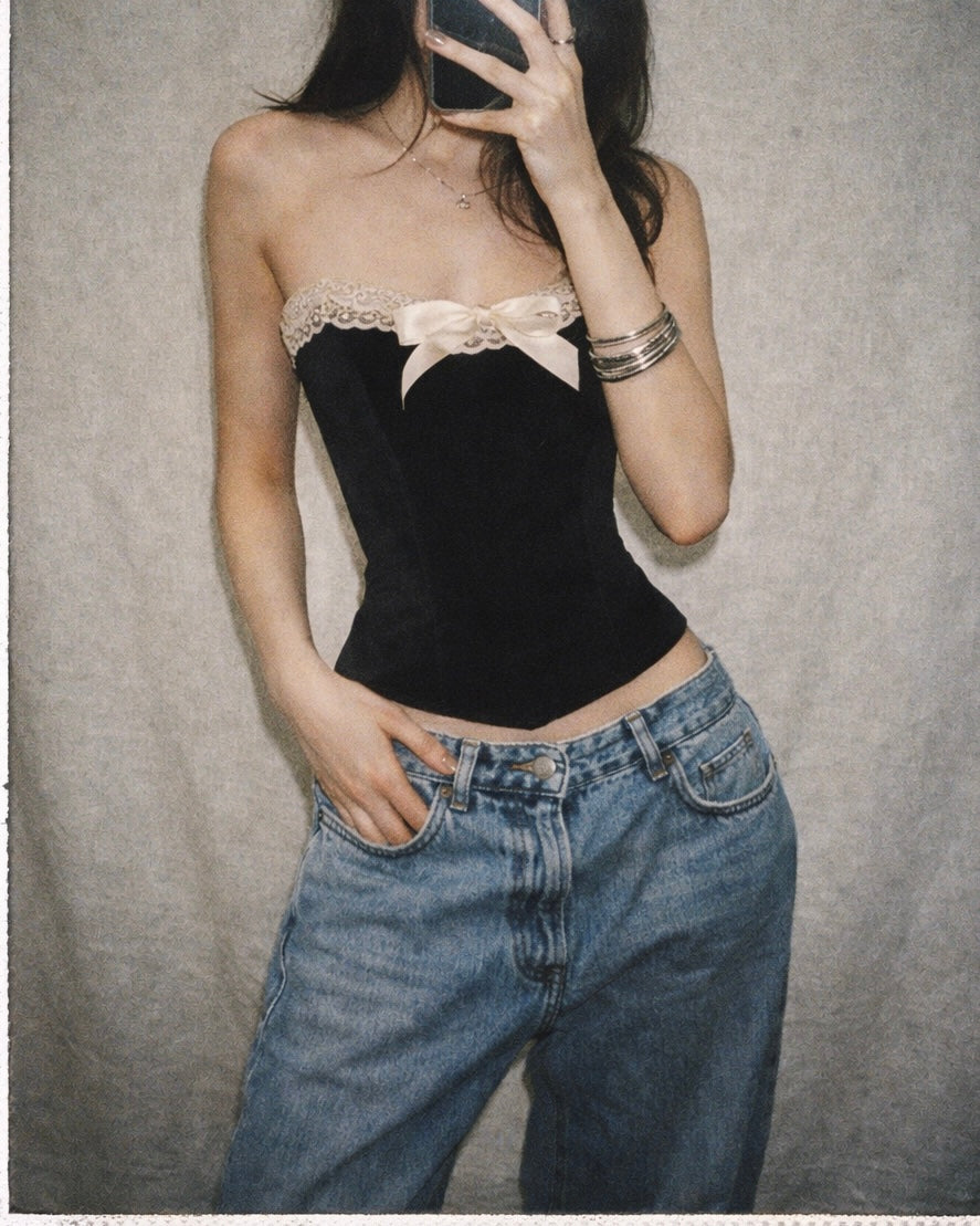 FLIRTY NOT SORRY VELOUR LUXE CORSET