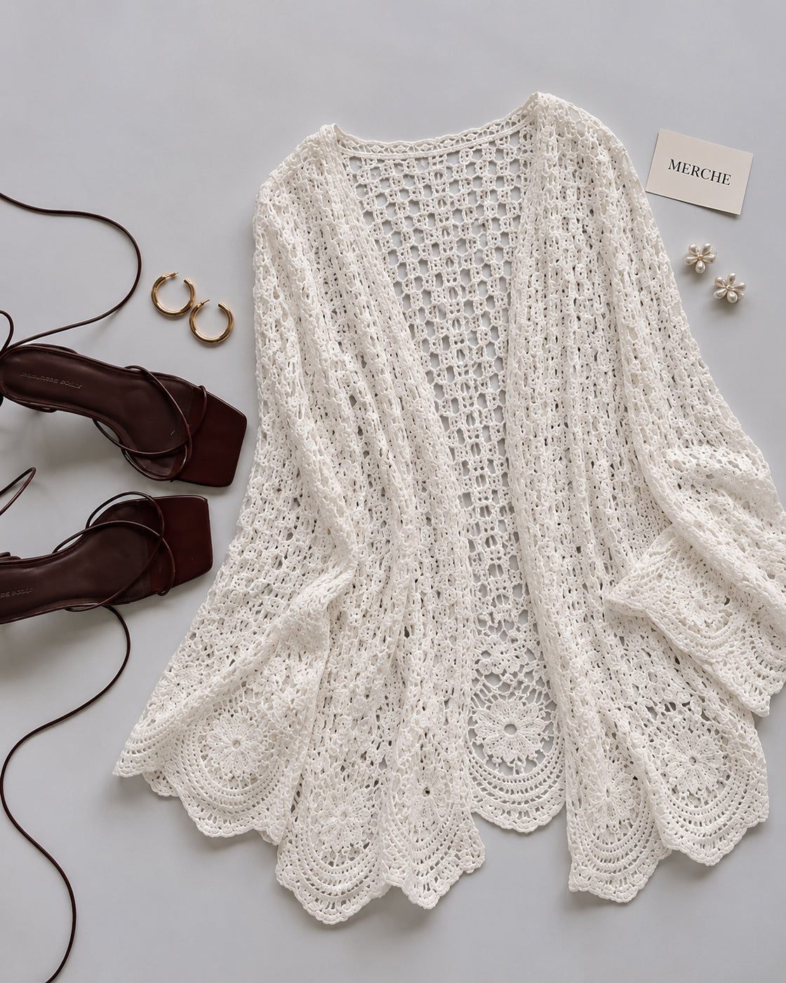 LEGACY GIRL LUXE KNITTED WHITE BOHO SHRUG