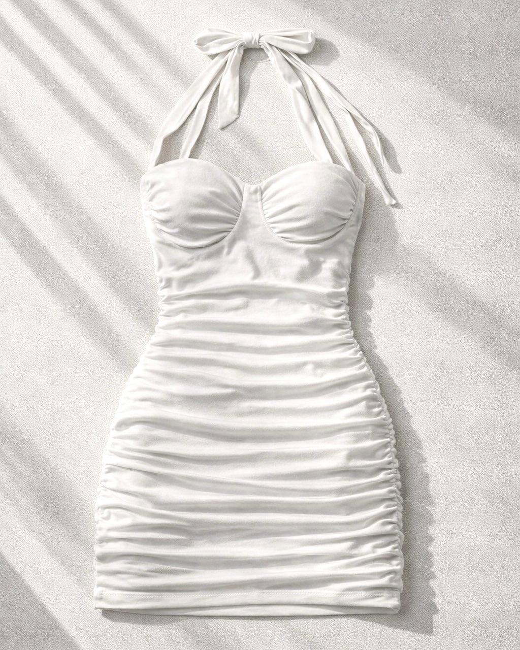 SECRET SPOT WHITE HALTERNECK DRESS