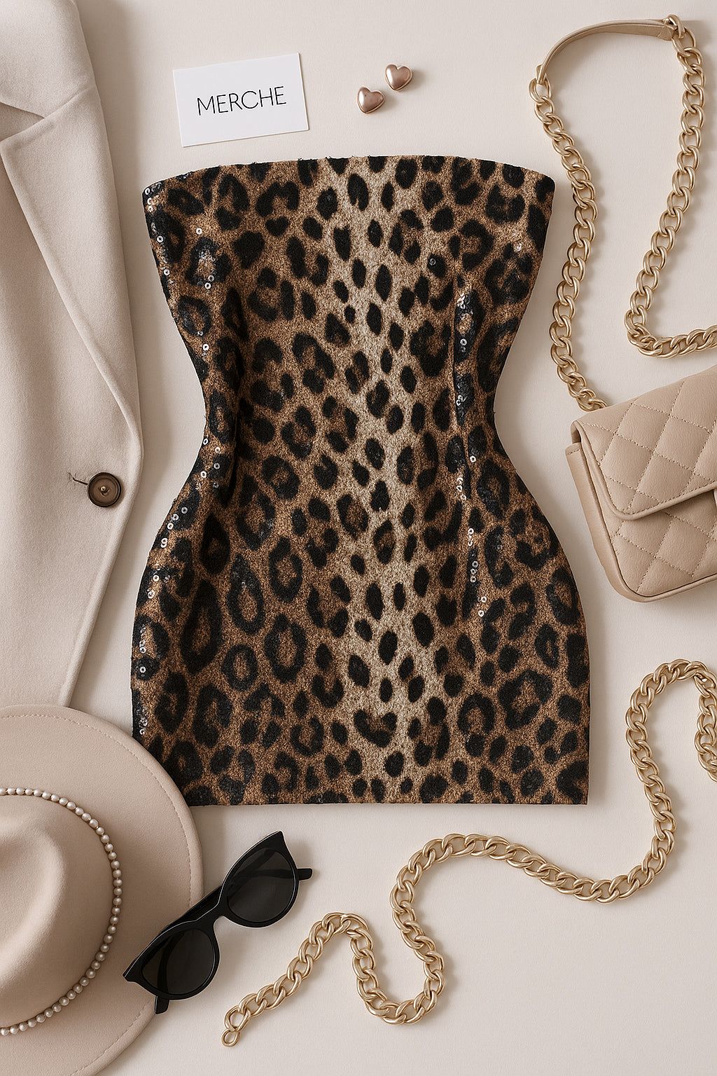 FOREVER WILD SEQUIN BANDEAU DRESS