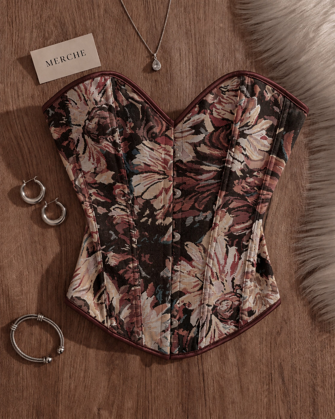 OWN ME BROWN JACQUARD CORSET