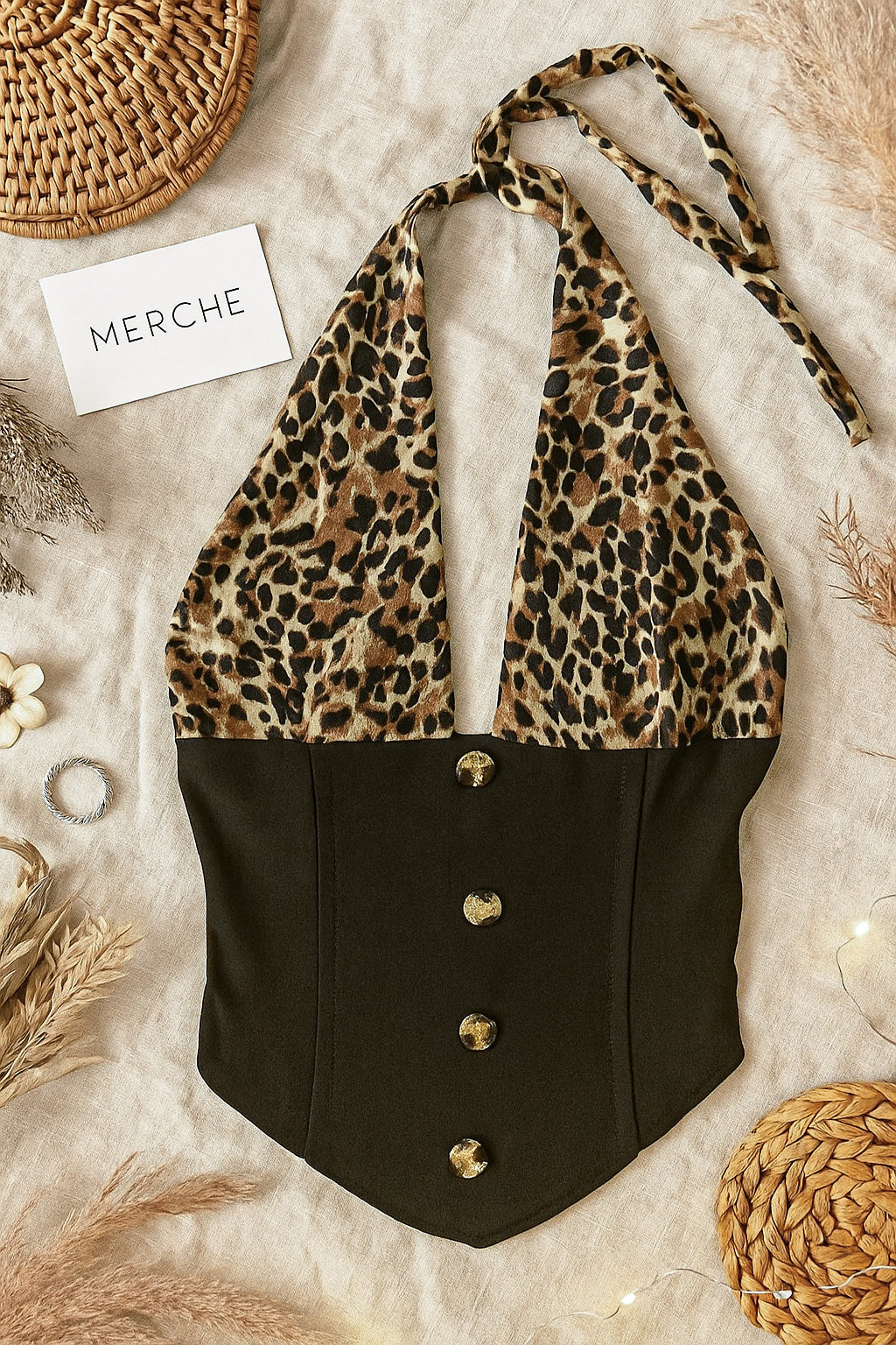 ROAR IN MERCHE HALTERNECK TOP