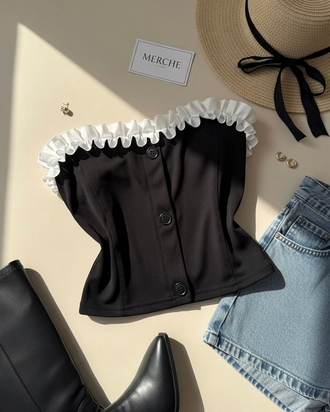 HAPPY ENDINGS RUFFLE BANDEAU TOP