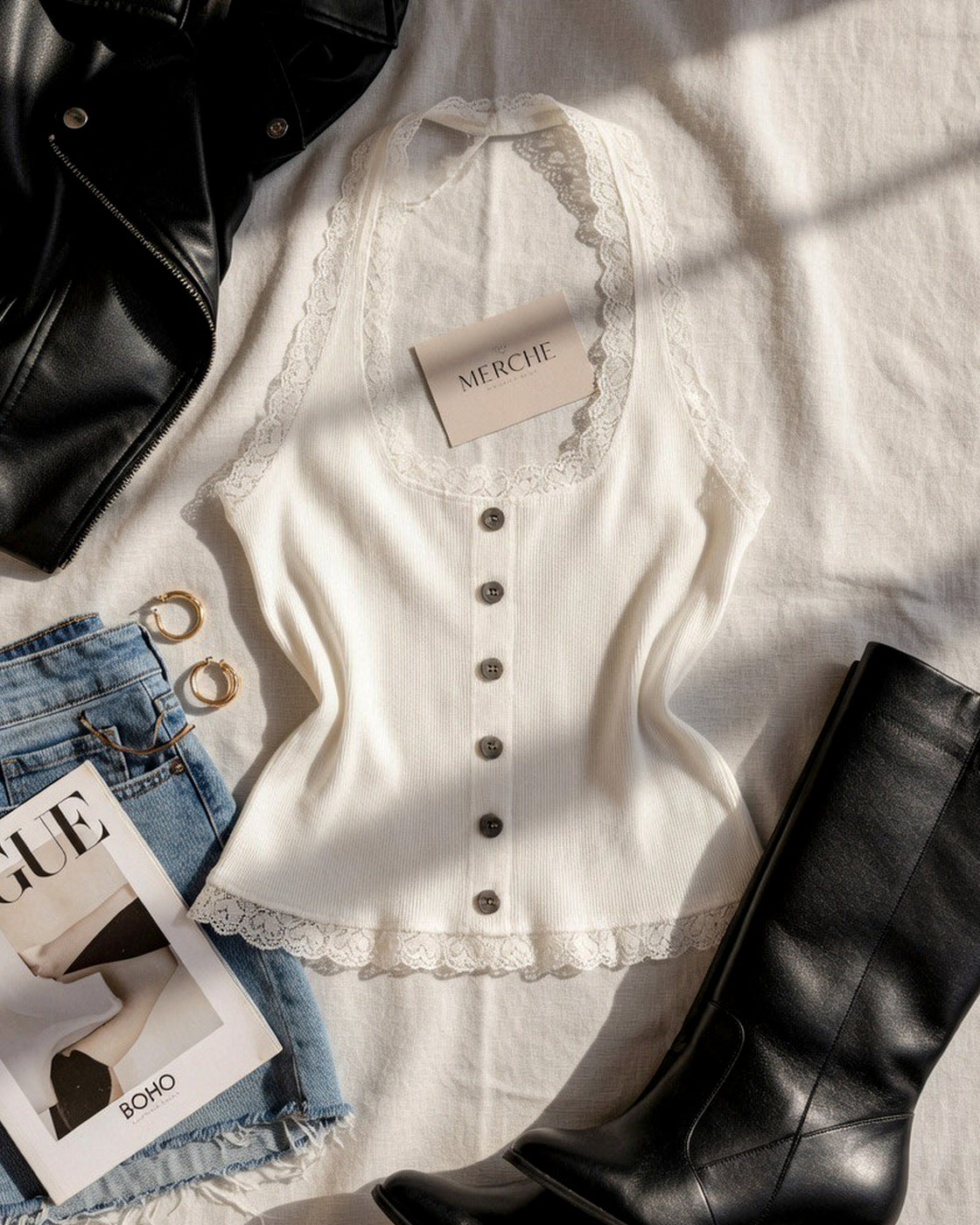 IN THIS MOMENT WHITE  KNITTED LACEY HALTERNECK TOP