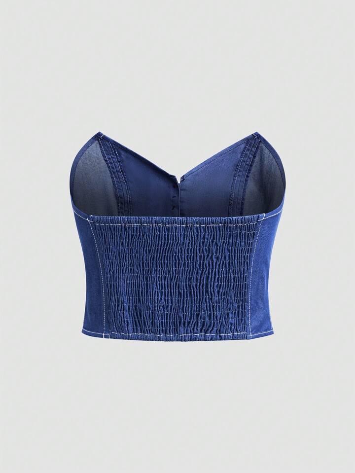 FIND MY CROWN DENIM BANDEAU TOP