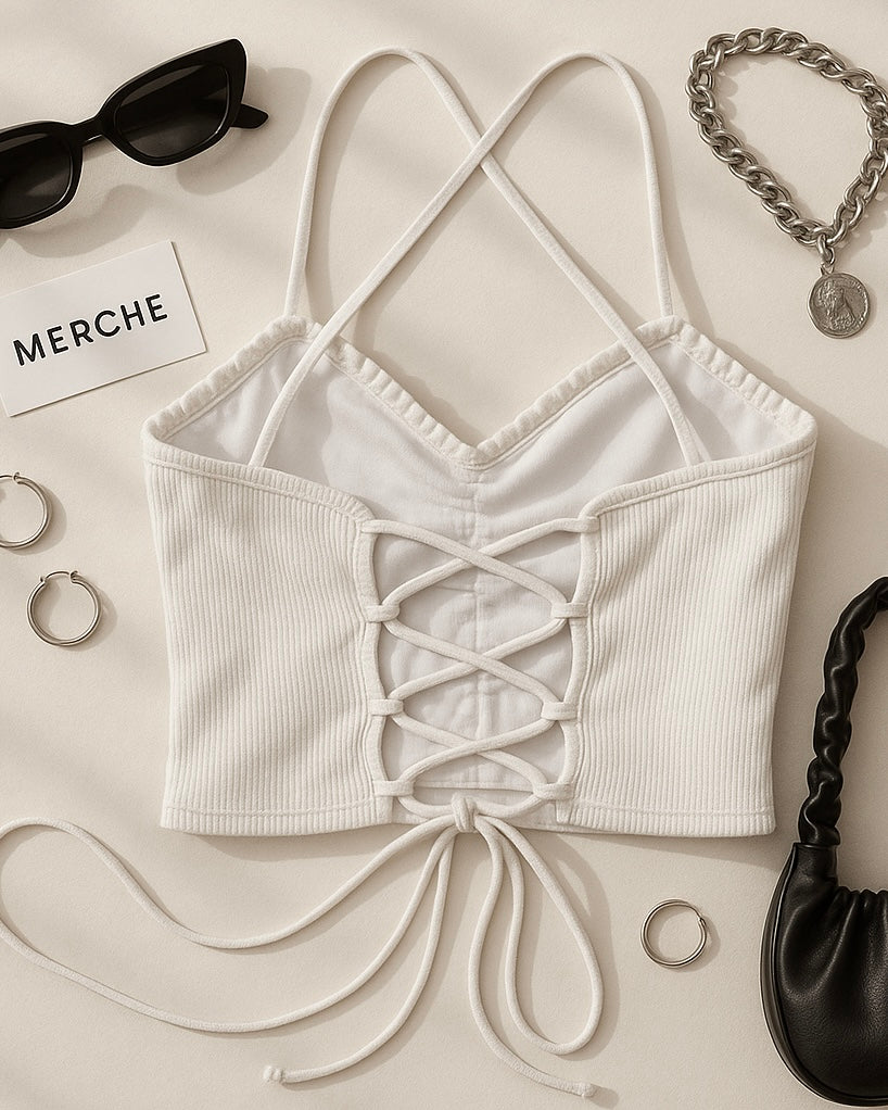 SASSY MISSY WHITE CROSSBACK TOP