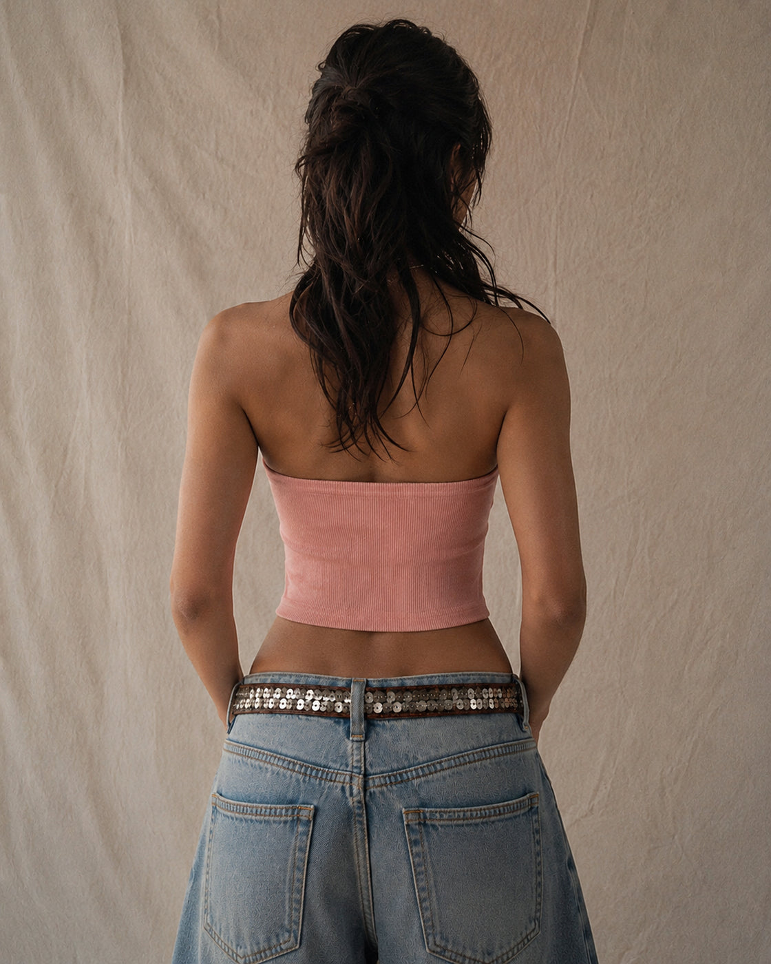 BITE ME THEN PADDED BLUSH PEACH BANDEAU TOP