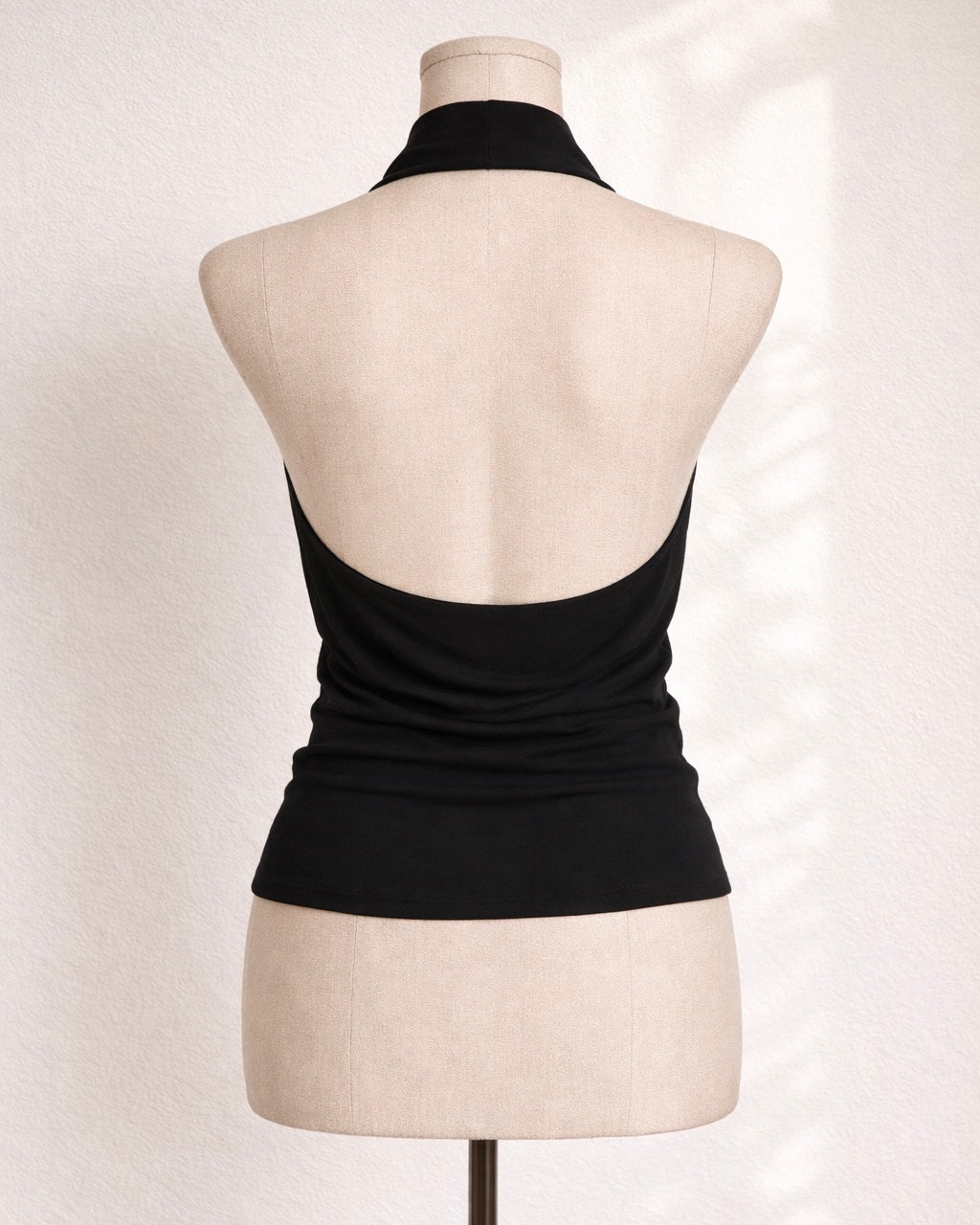 ENOUGH SAID METAL DETAIL BLACK HALTERNECK TOP